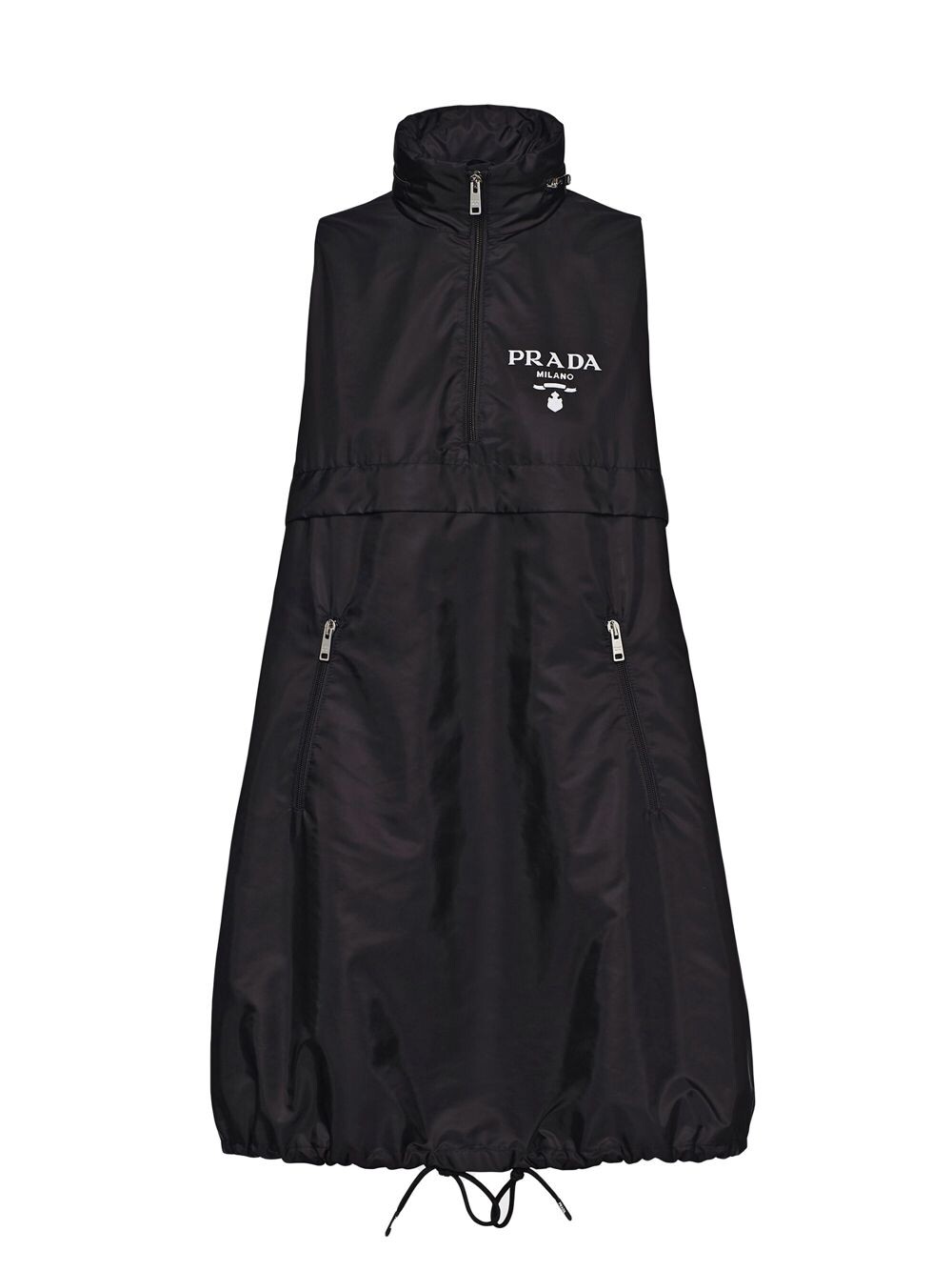

Мини-платье из повторного нейлона Prada, черный