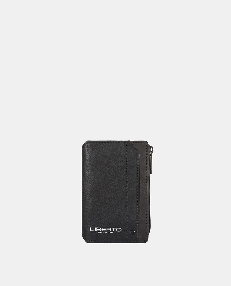 Визитница черного цвета на молнии Liberto, черный держатель для карт на клейкой основе органайзер для банковских автобусных удостоверений личности силиконовый держатель для карт задняя