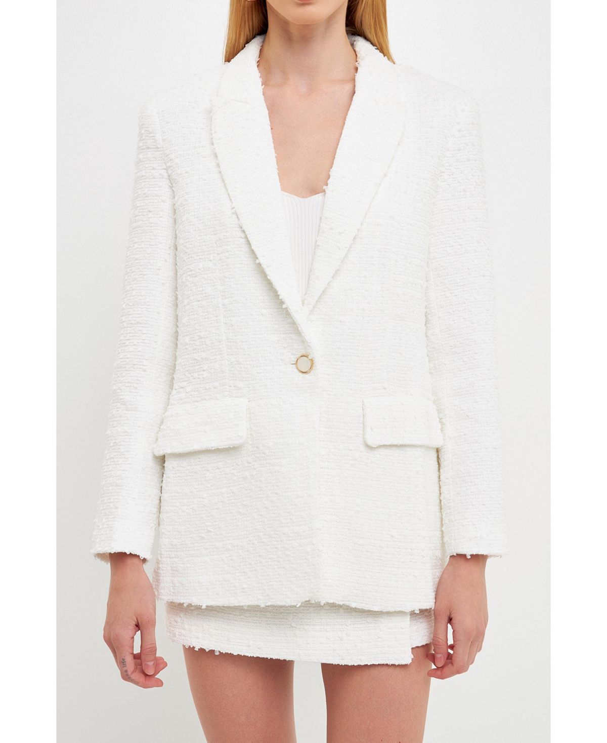 Женский твидовый однобортный пиджак endless rose, белый цена и фото
