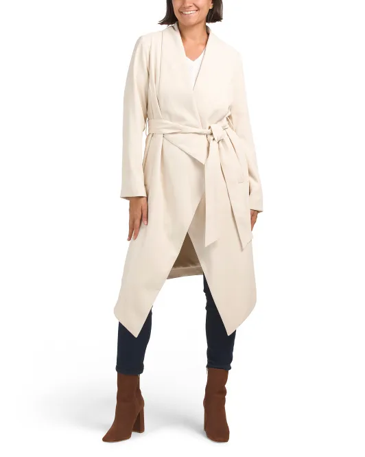 

Пальто с воротником-конвертом и драпировкой Bcbgmaxazria, цвет Cream