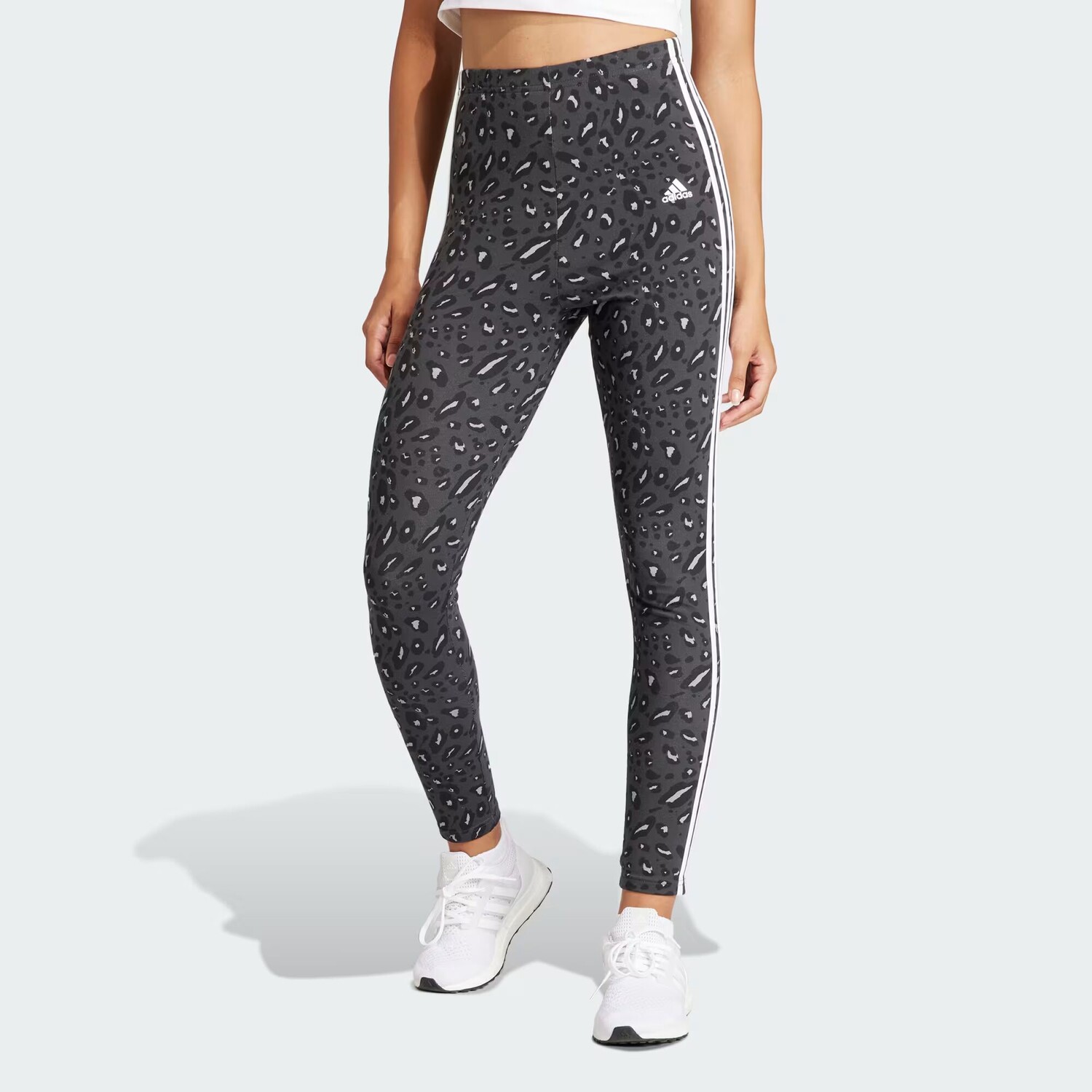 

Леггинсы с 3 полосками Essentials с животным принтом Adidas, цвет Grey/Carbon/Black