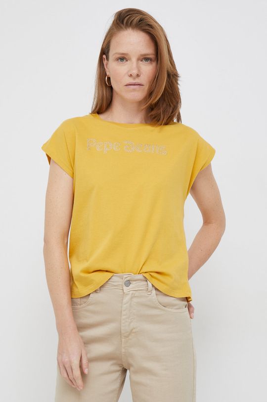 Хлопковая футболка Pepe Jeans, желтый
