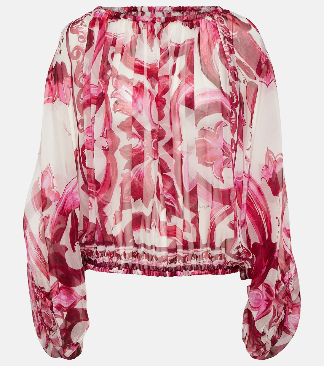 Блузка из шелкового шифона с принтом DOLCE&GABBANA, розовый