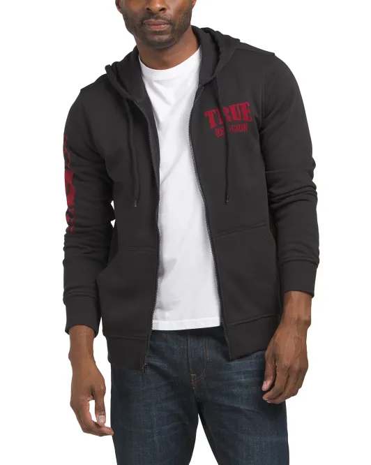 

Толстовка на молнии с логотипом из флока True Religion, черный