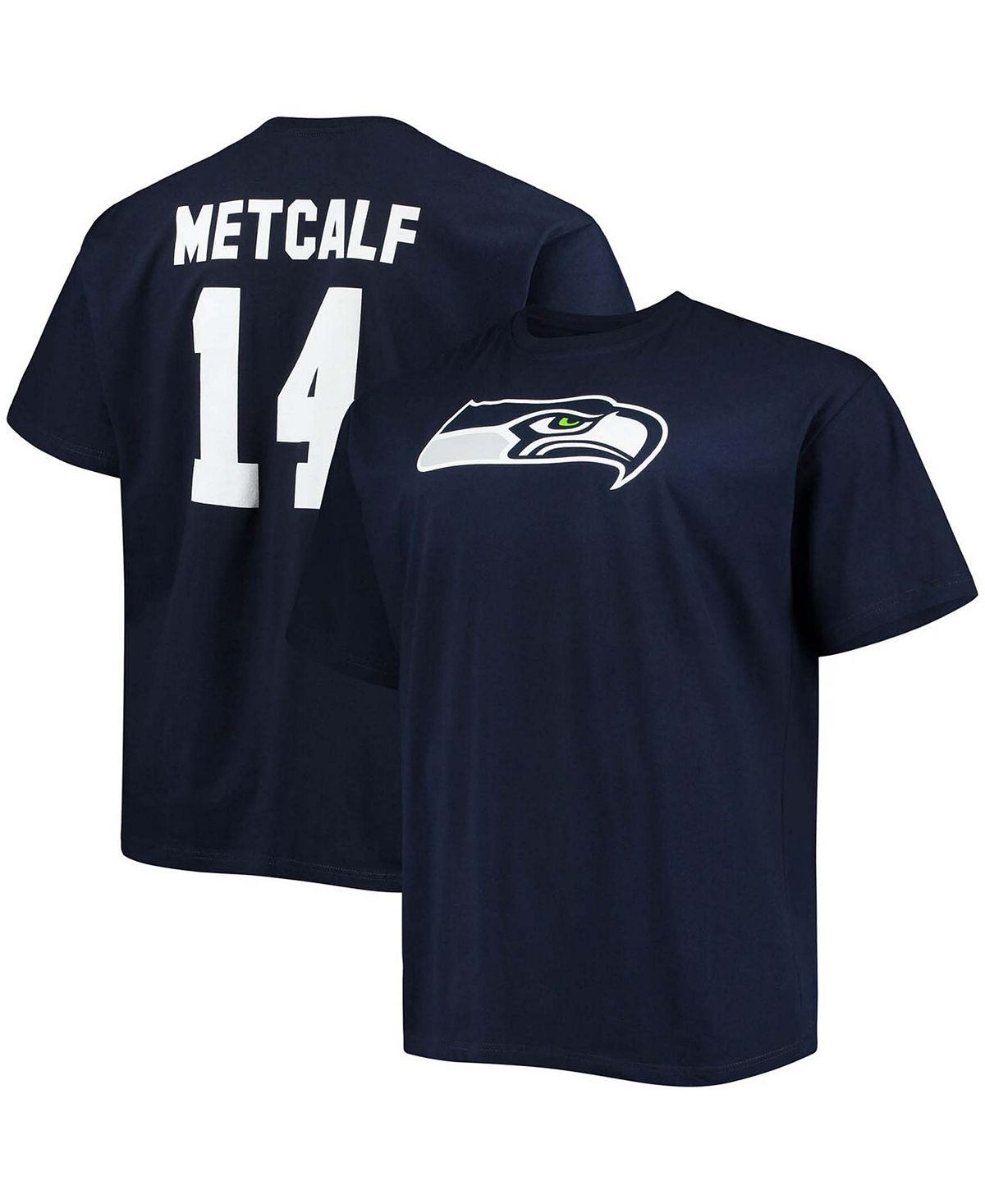 Мужская футболка Big and Tall DK Metcalf College Navy Seattle Seahawks с именем игрока и номером Fanatics