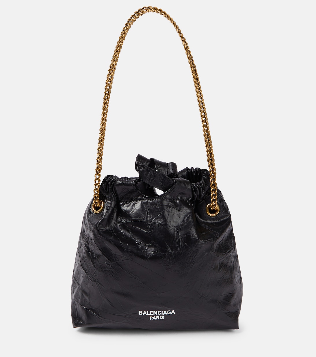 Кожаная сумка-тоут crush mini Balenciaga, черный