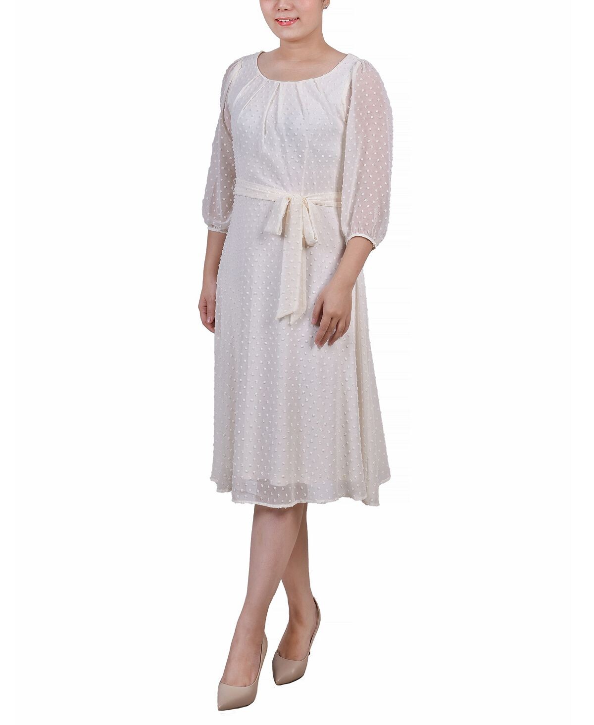 

Женское платье в горошек с рукавами 3/4 и клипсами NY Collection