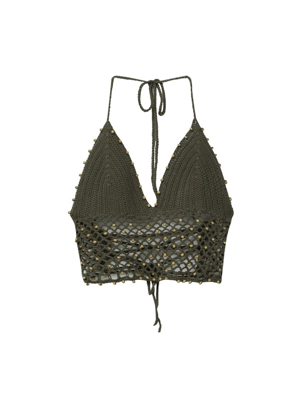 

Вязаный топ Pull&Bear, хаки