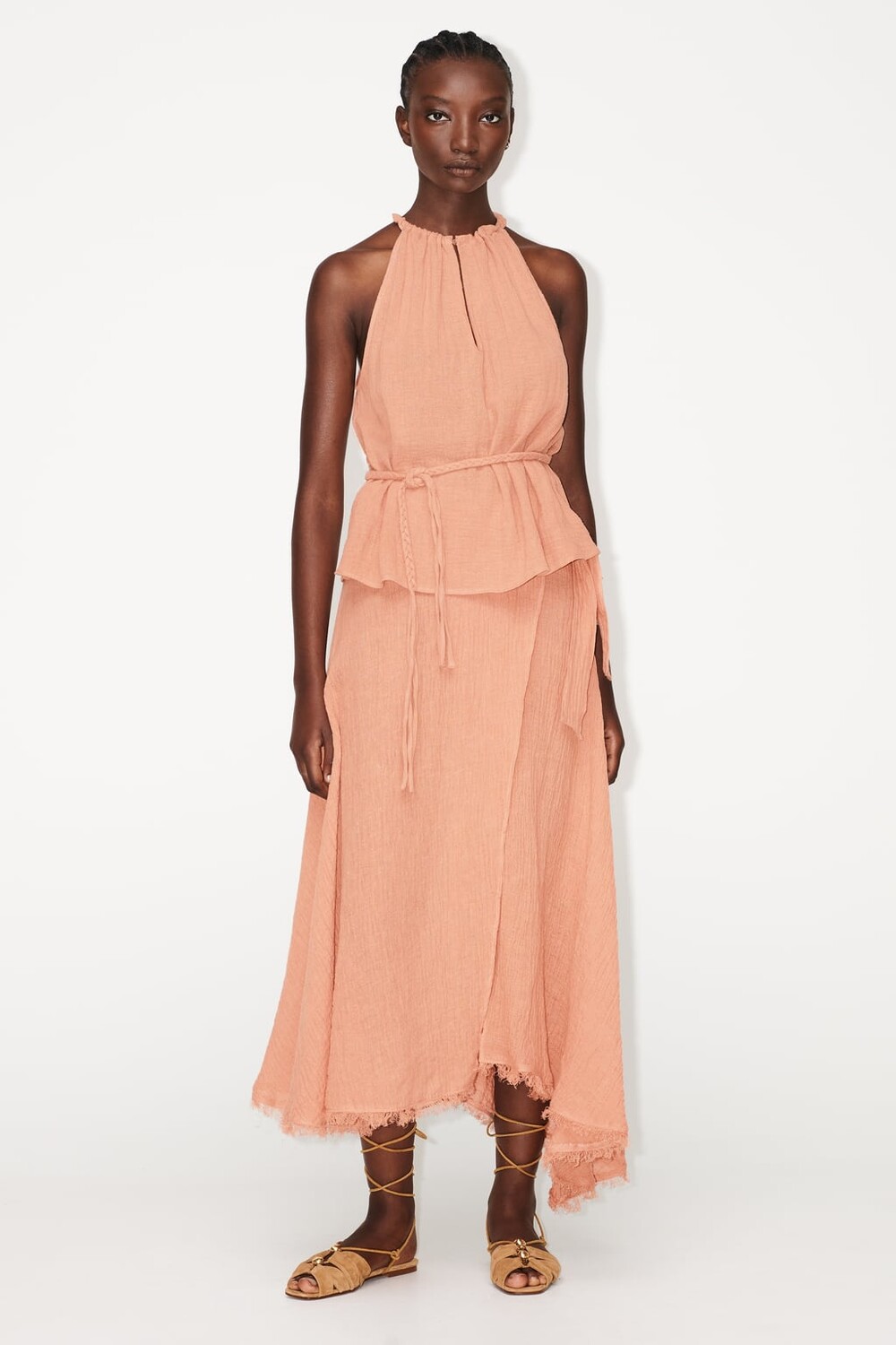 

Асимметричная юбка из льна ZARA, розовый