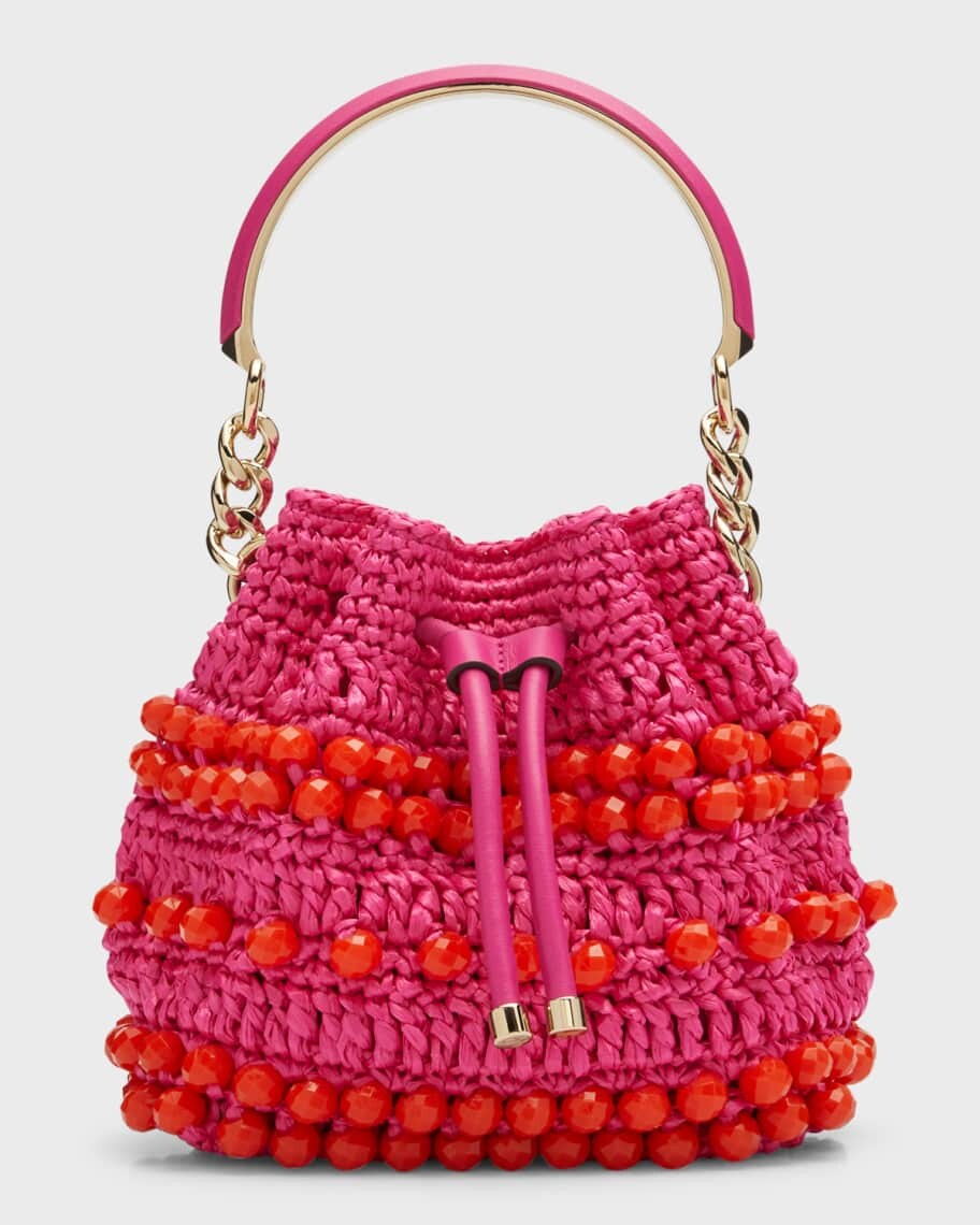 

Сумка-мешок Bon Bon из рафии с бисером Jimmy Choo