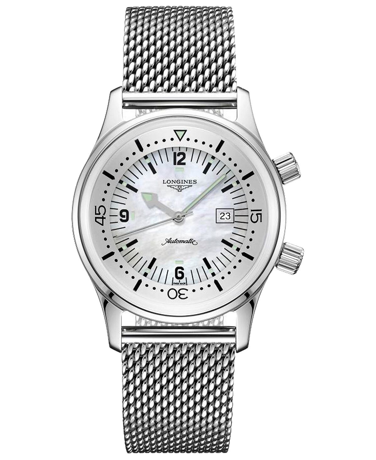 

Женские швейцарские автоматические часы Legend Diver из нержавеющей стали с сетчатым браслетом, 36 мм Longines