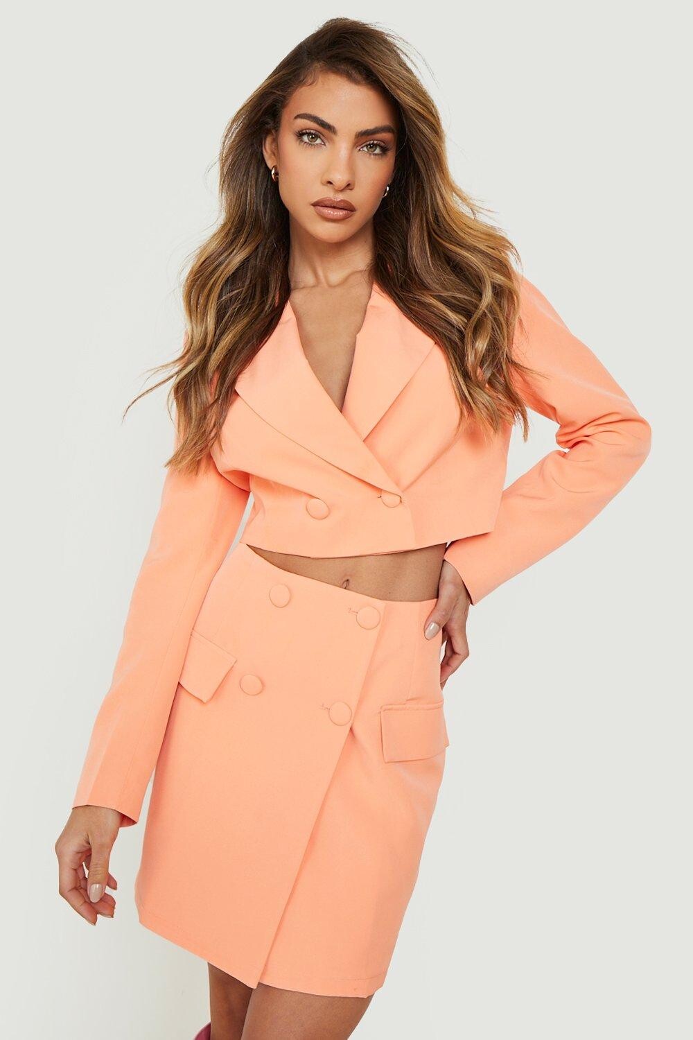 

Мини-юбка на пуговицах спереди Boohoo, коралловый