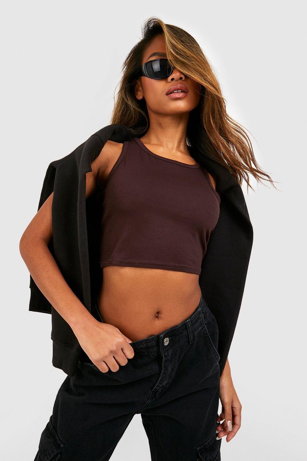 

Укороченный топ racer Boohoo, шоколадный
