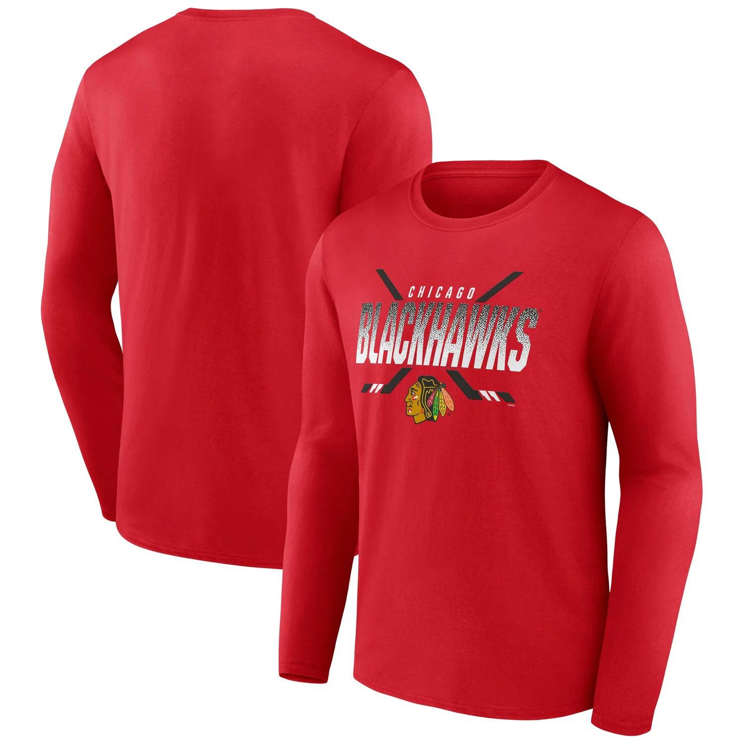 женская футболка fanatics с логотипом jonathan toews красная черная chicago blackhawks power player с длинным рукавом и вырезом в горловине fanatics Мужская красная футболка с длинным рукавом с логотипом Chicago Blackhawks Fanatics