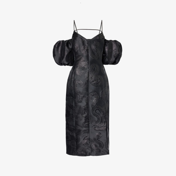 юбка с добавлением шерсти stine goya мультиколор Платье миди Ditta из переработанного полиэстера с металлизированными завитками Stine Goya, цвет swirl