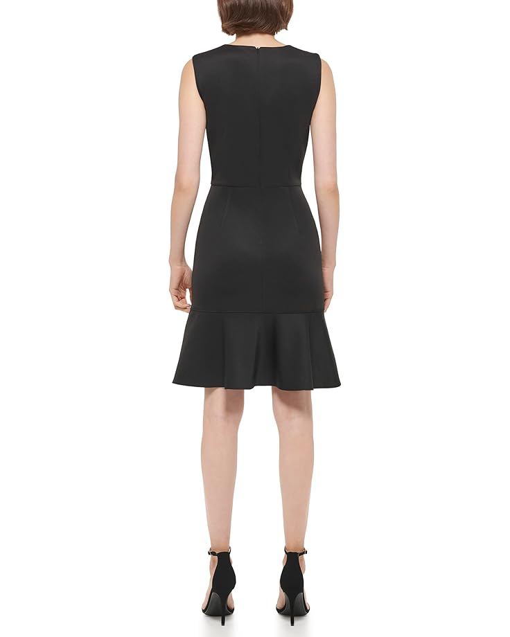 Платье DKNY Sleeveless Ruffled Dress with Zipper Detail, черный