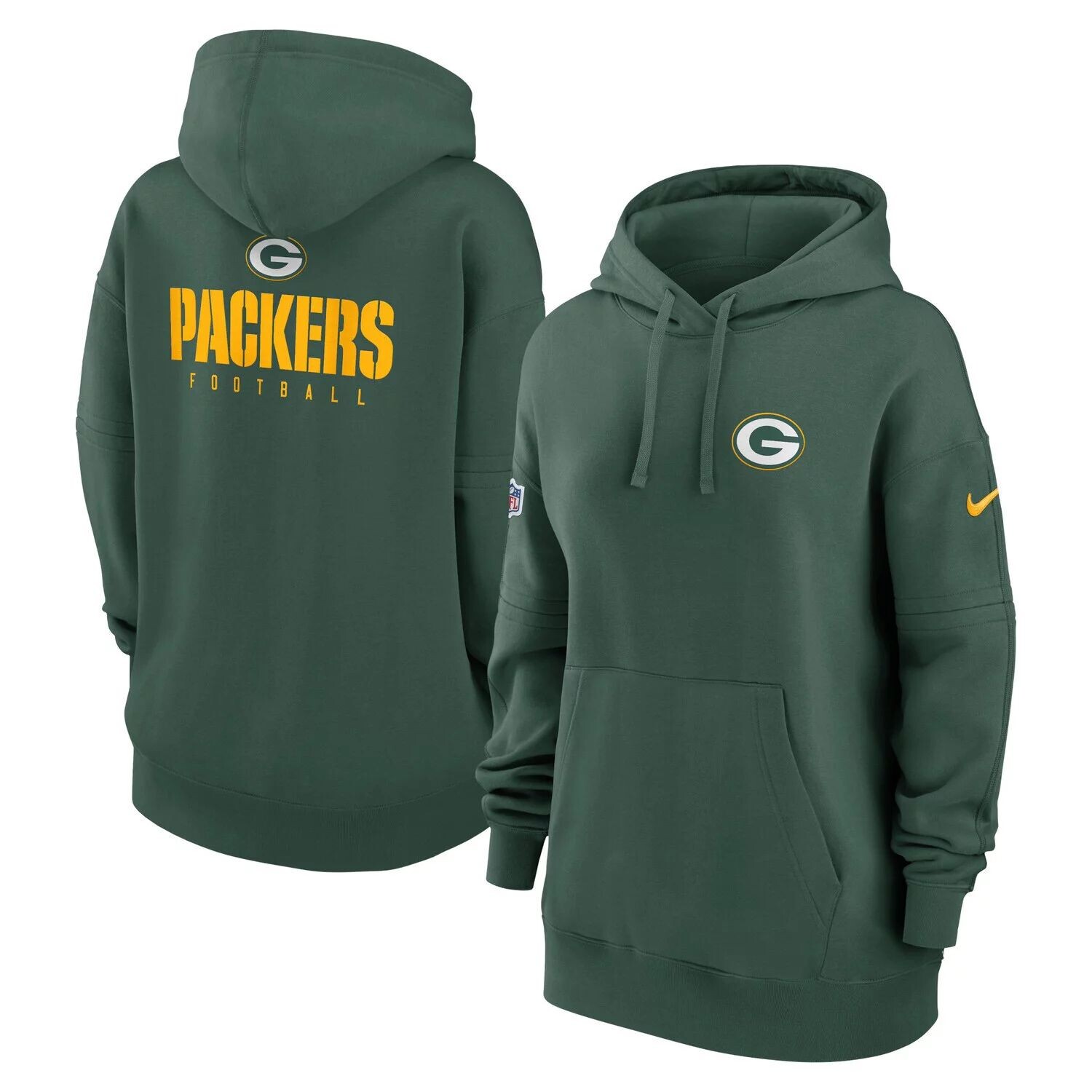 

Женский флисовый пуловер с капюшоном Nike Green Green Bay Packers 2023 Sideline Club Nike