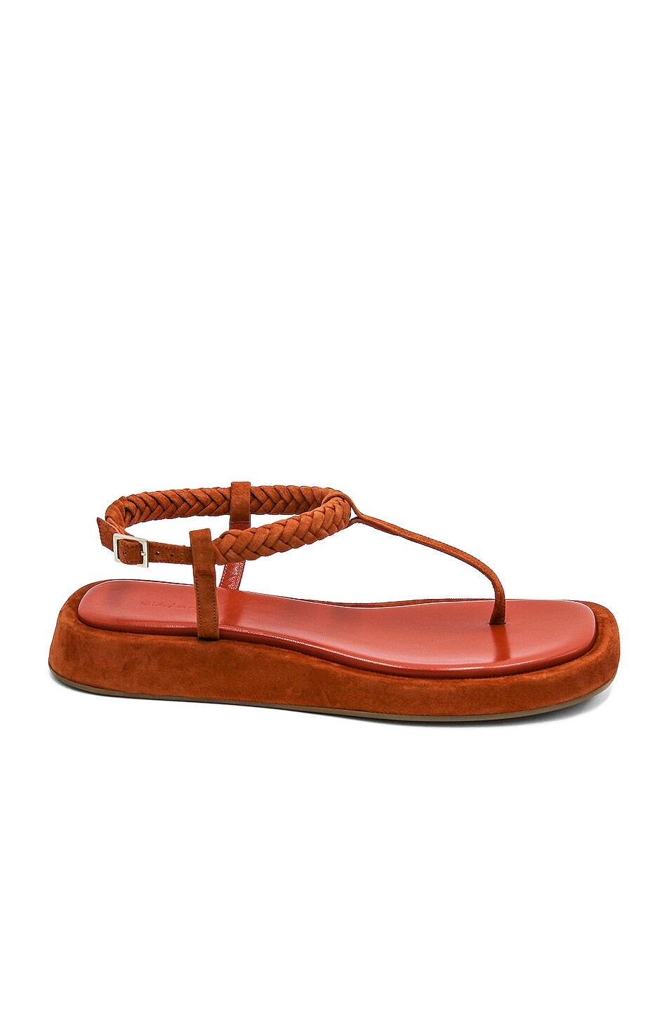 

Сандалии Gia Borghini X RHW Flat Thong Suede, цвет Burnt Orange