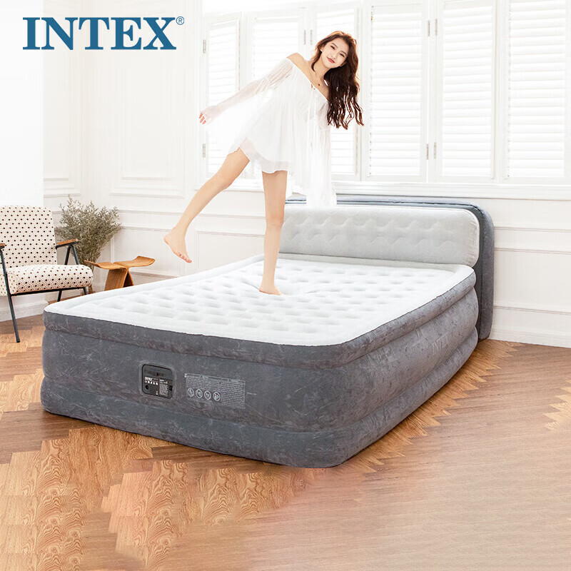 

Intex 64448 встроенный электрический насос, надувная простыня, двойное утолщение и высокая спинка, раскладная кровать, домашний спальный коврик