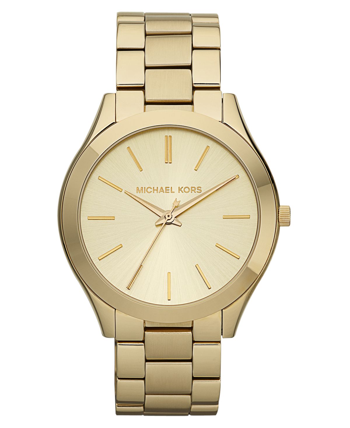 цена Тонкие часы унисекс с браслетом из нержавеющей стали золотистого цвета, 42 мм Michael Kors
