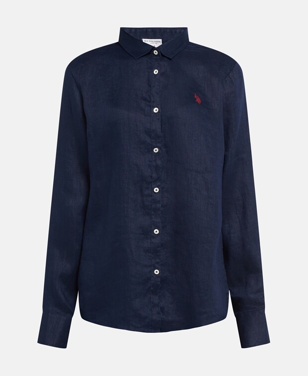 

Льняная блузка U.S. Polo Assn., темно-синий