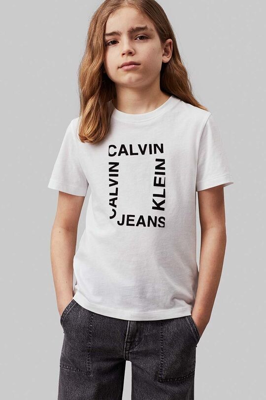 

Детская хлопковая футболка Calvin Klein Jeans, белый