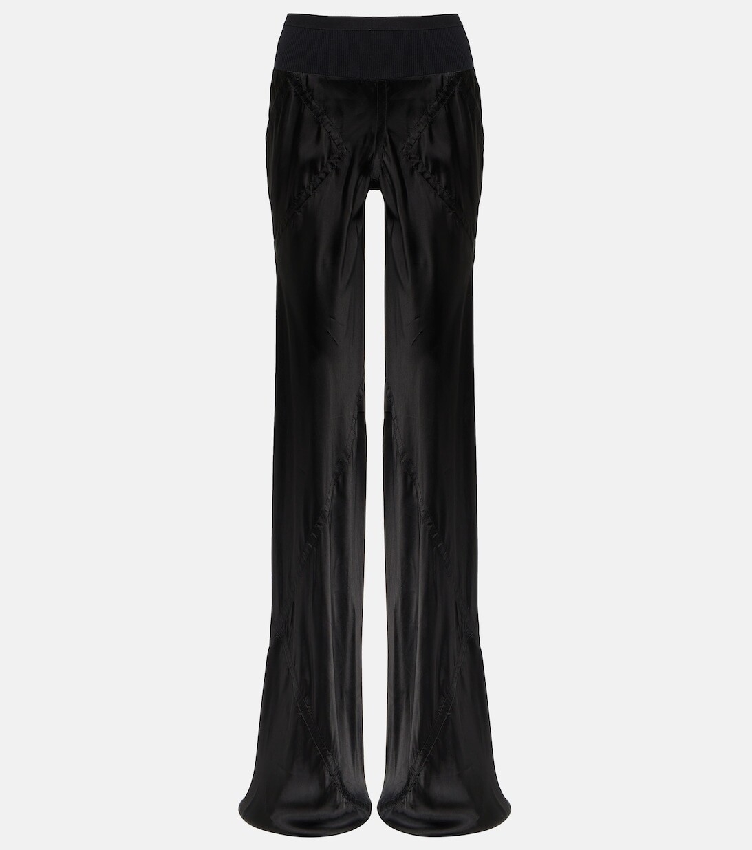 

Атласные прямые брюки Bias RICK OWENS, черный