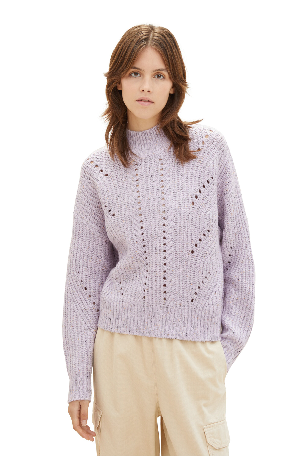 Свитер - Фиолетовый - Классический крой Tom Tailor Denim, фиолетовый свитер белый классический крой tom tailor denim белый