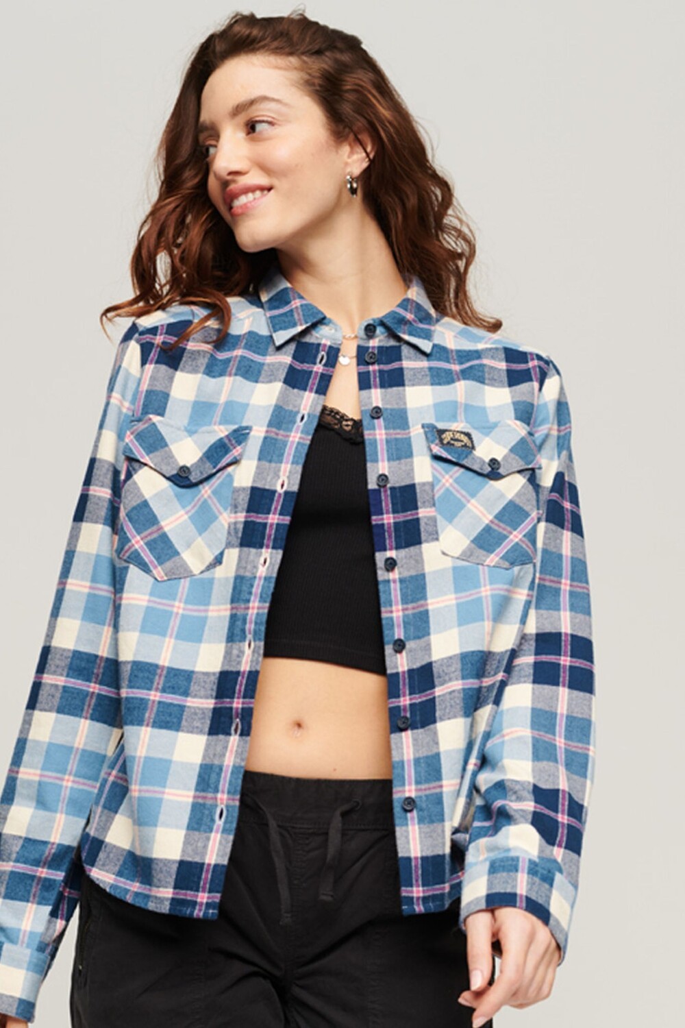 

Фланелевая рубашка в клетку Lumberjack Superdry, синий