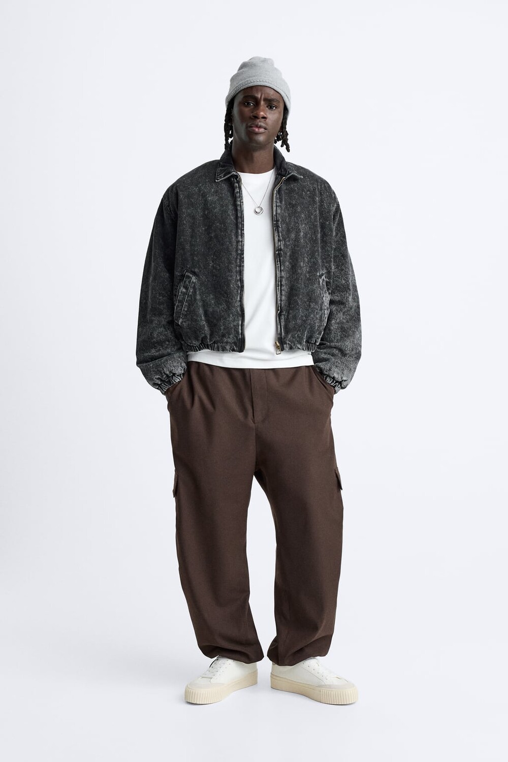 Укороченная джинсовая куртка ZARA, черный