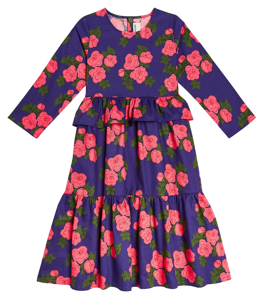 

Хлопковое платье с оборками roses Mini Rodini, синий