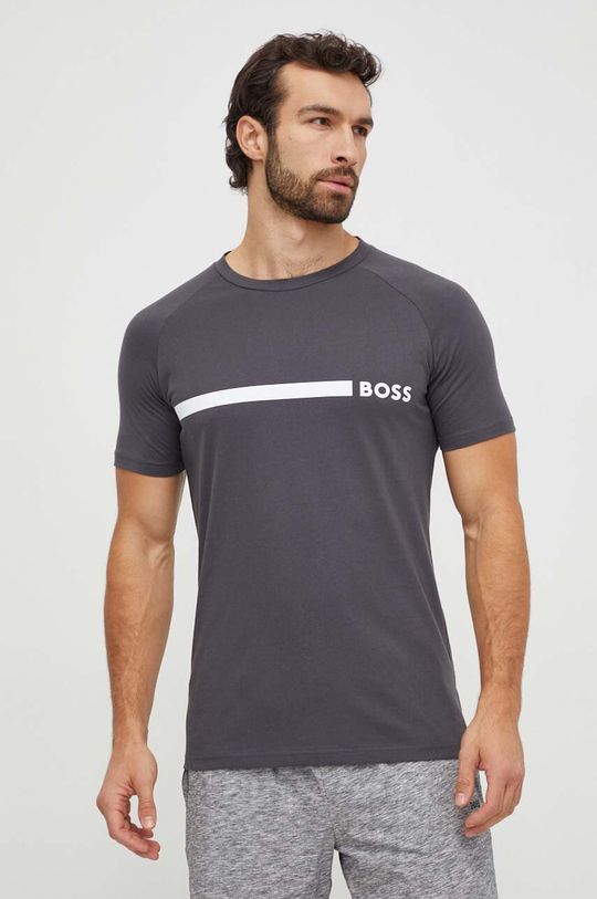 Хлопковая футболка BOSS Boss, серый