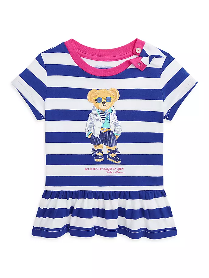 

Футболка-поло в полоску с баской для маленьких девочек Polo Ralph Lauren, цвет brilliant sapphire white stripe