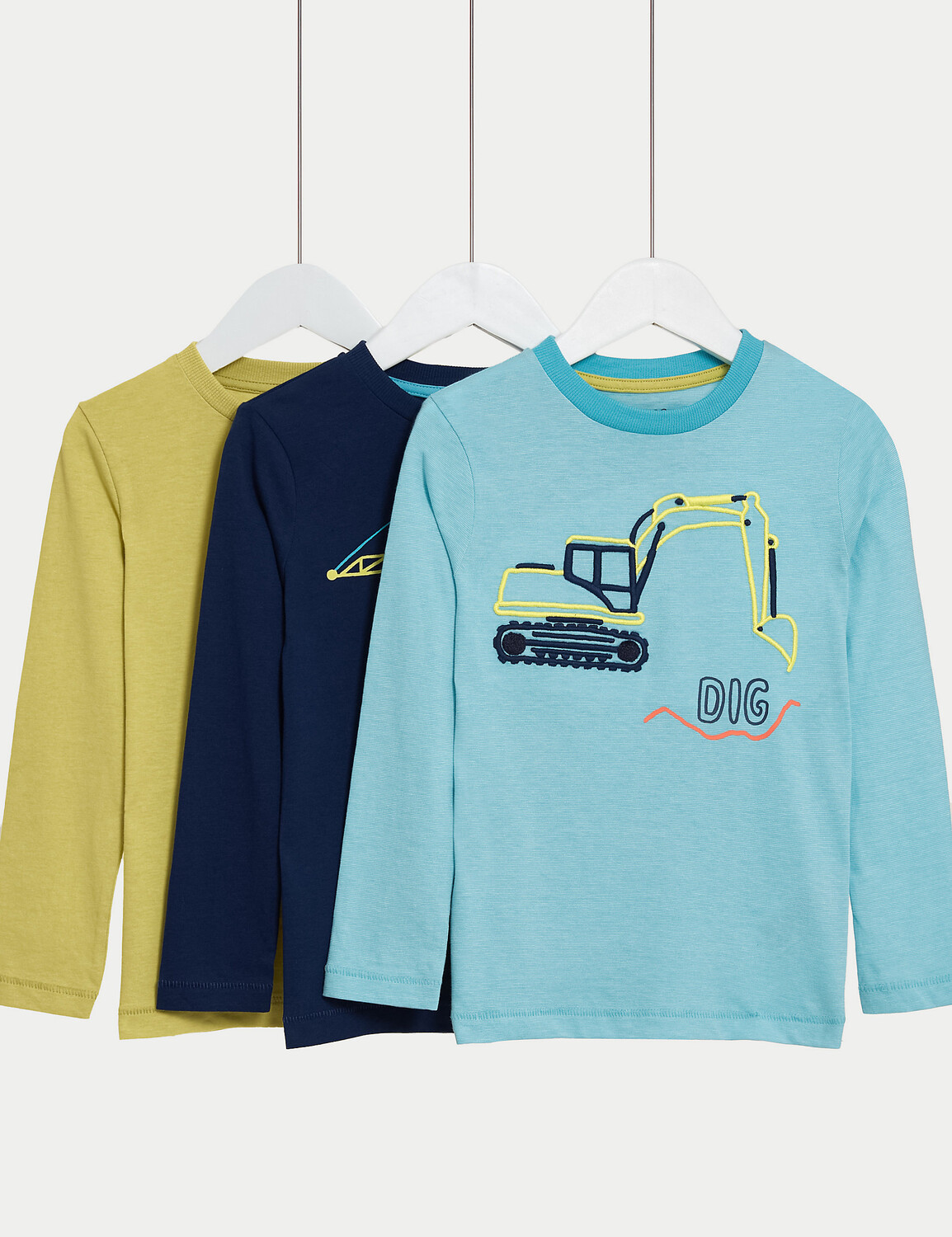 

3 пары топов из чистого хлопка (2–8 лет) Marks & Spencer, мульти
