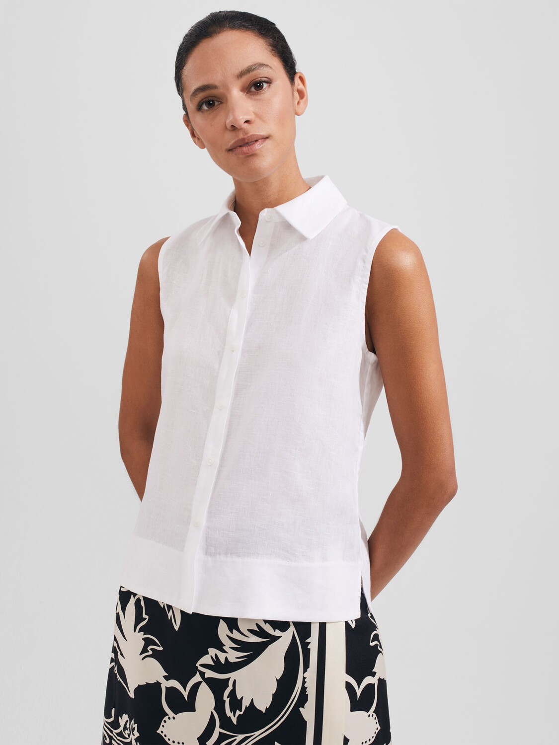 

Льняной топ без рукавов Hobbs Salem, белый