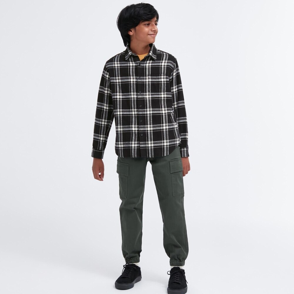 

Рубашка Uniqlo унисекс фланелеая клетчатая, черный