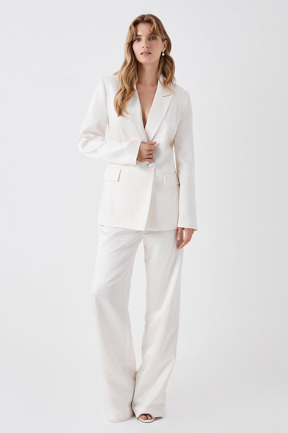 Двубортный атласный пиджак премиум-класса с перламутровым блеском Coast, белый болеро с пайетками 40 размер