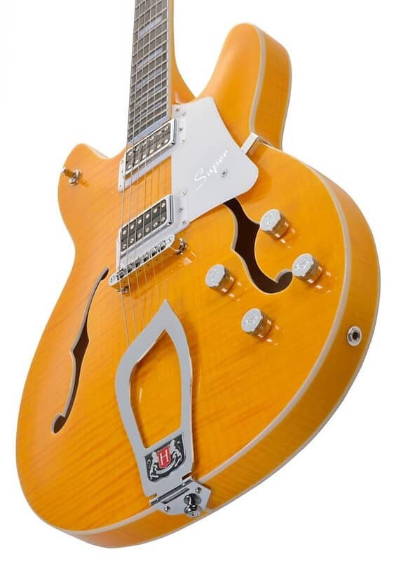 

Электрогитара Hagstrom SUVIK-DDL Super Viking Semi Hollow Flame Maple 6-String Electric Guitar - Dandy Dandelion