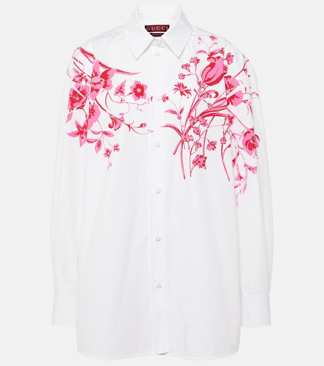 

Рубашка из хлопкового поплина с цветочным рисунком Gucci, цвет white/mix