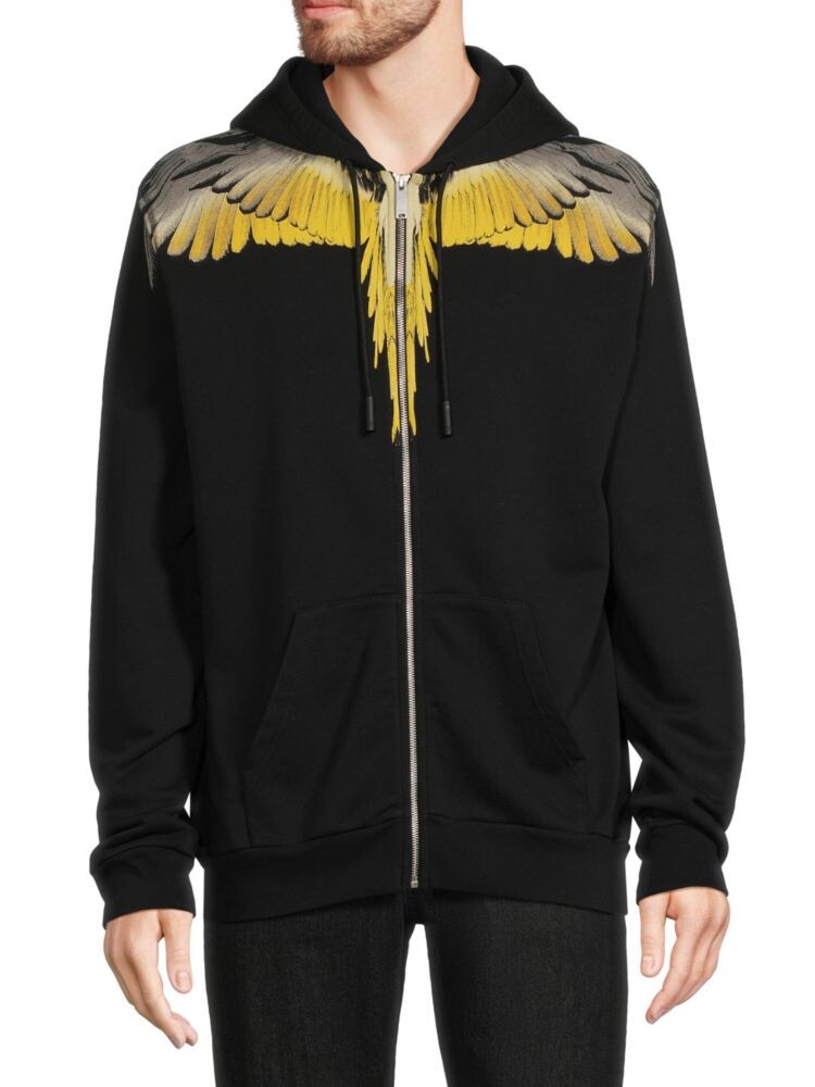 

Толстовка с рисунком Wings Marcelo Burlon, цвет Black Yellow