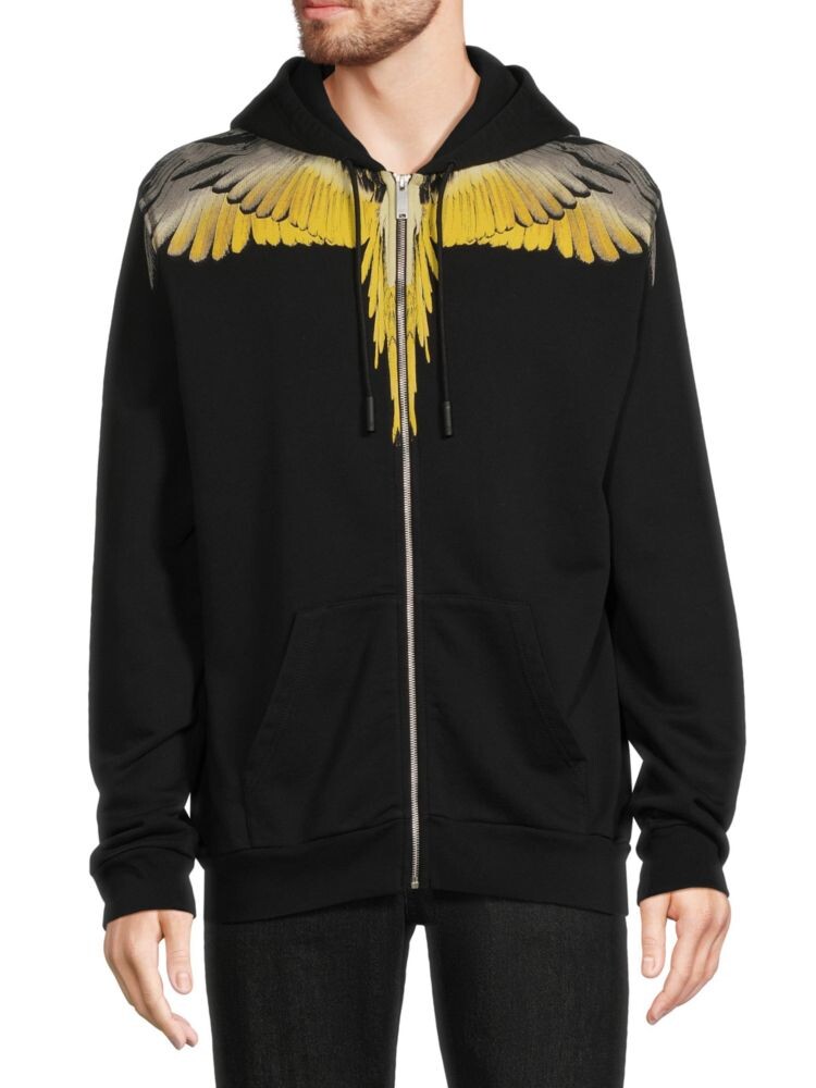 Толстовка с рисунком Wings Marcelo Burlon, цвет Black Yellow