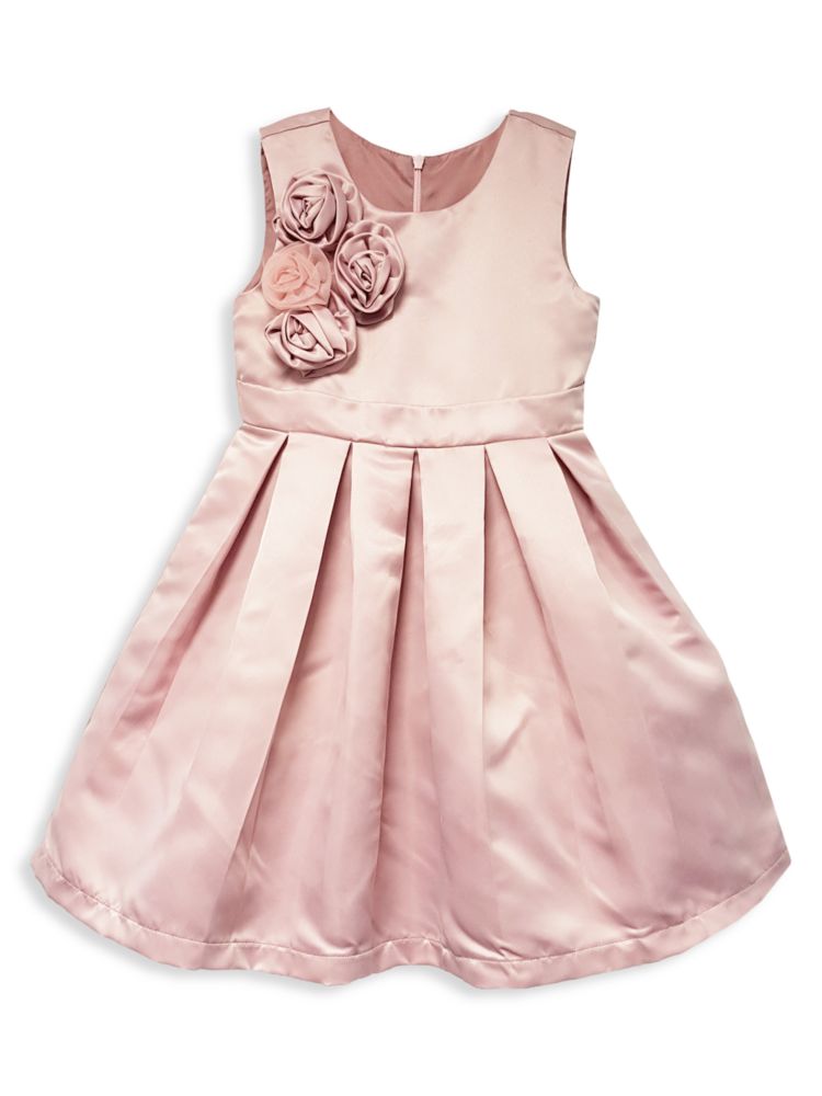 Атласное платье с розеткой для маленьких девочек и девочек Joe-Ella, розовый многоярусное платье с рюшами для маленьких девочек и девочек joe ella красный
