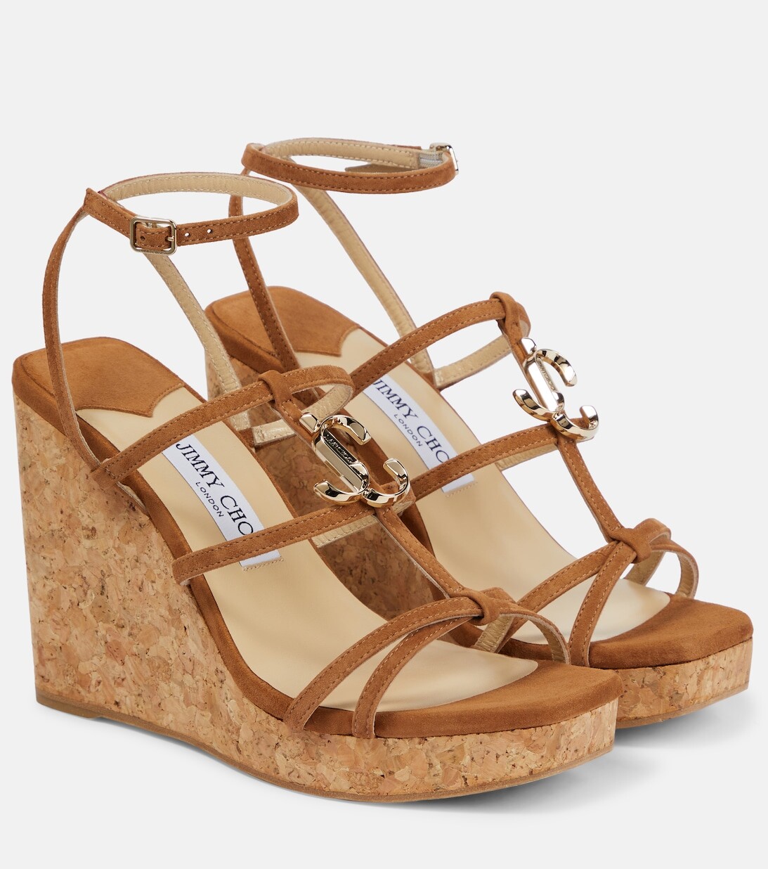 

Замшевые босоножки на танкетке JC 110 Jimmy Choo, коричневый