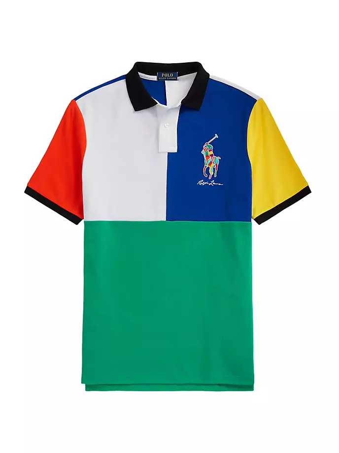 

Рубашка поло из сетки с цветными блоками Polo Ralph Lauren, мультиколор