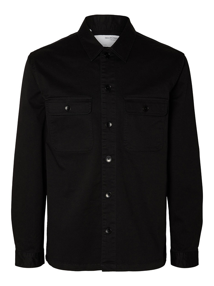 Рубашка SELECTED HOMME Cord Dan Loose fit, черный рубашка selected homme cord dan loose fit черный