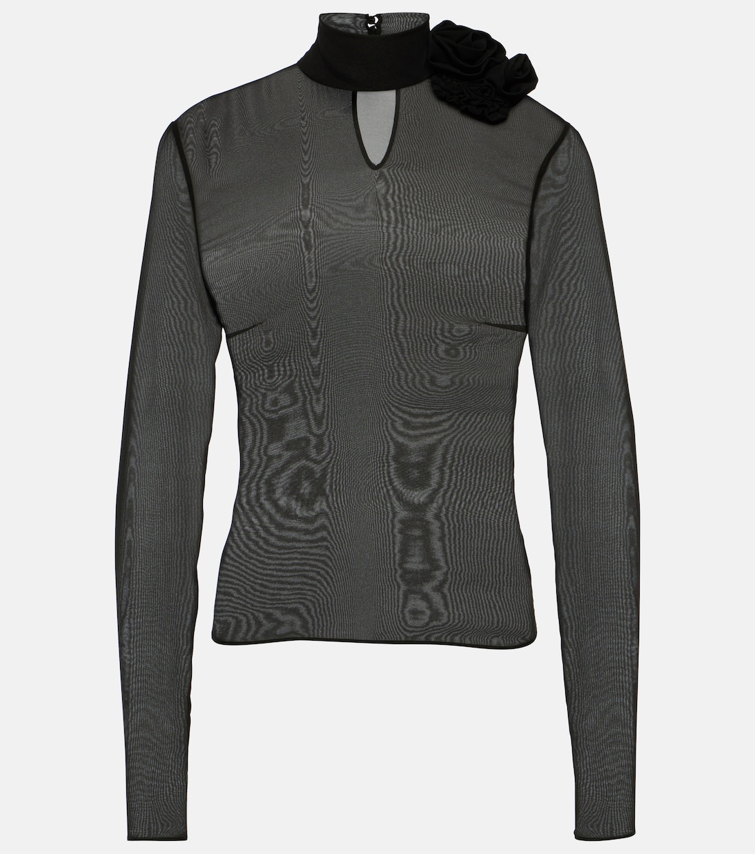 Прозрачная шелковая блузка с цветочной аппликацией Magda Butrym, черный прозрачная шелковая блузка с цветочной аппликацией magda butrym черный