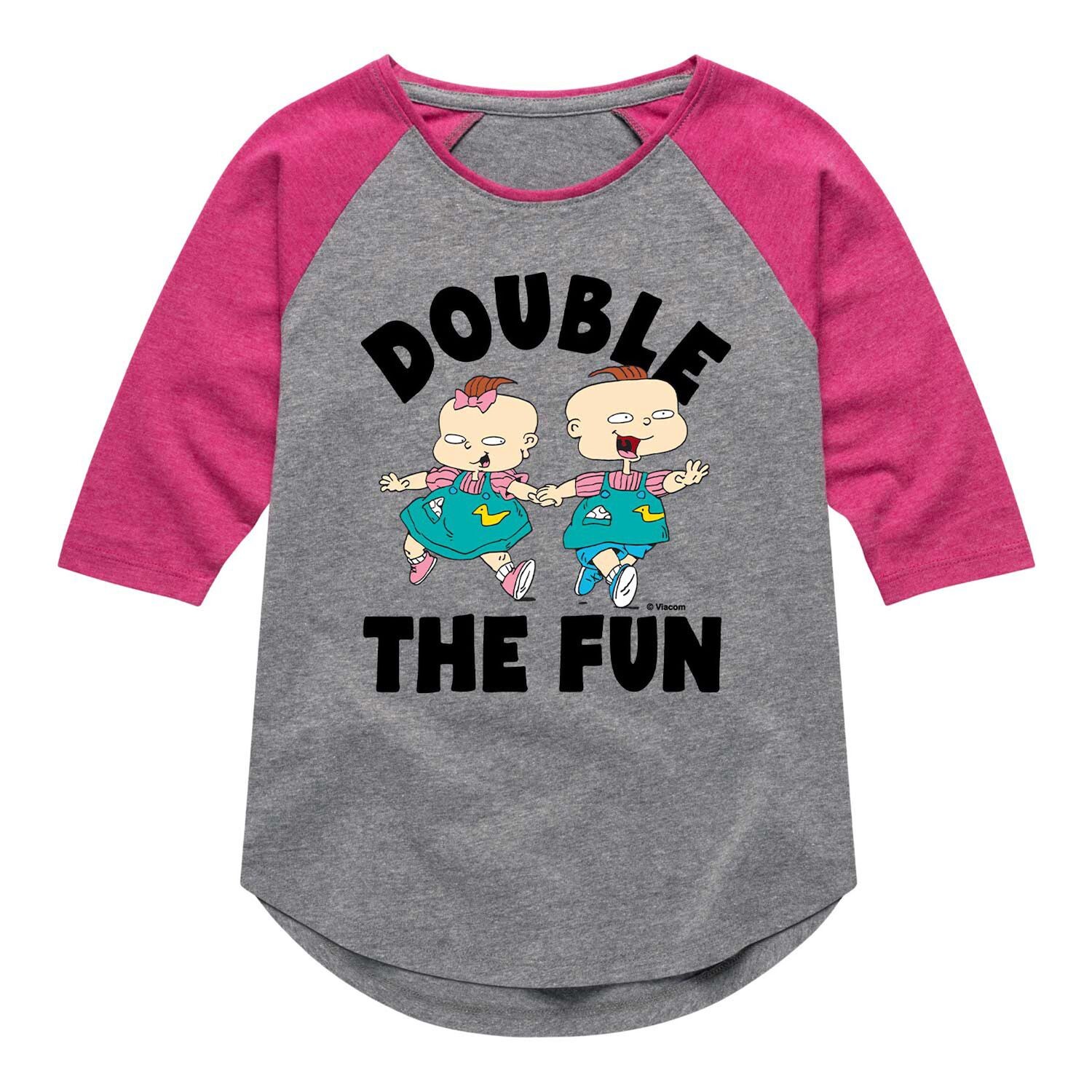 

Футболка Rugrats "Double The Fun" с рисунком реглан для девочек 7–16 лет Nickelodeon