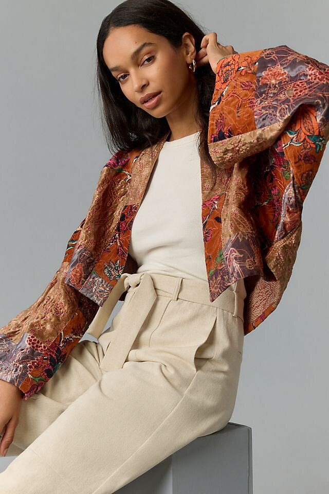 

Кимоно Anthropologie бархатное, мультиколор