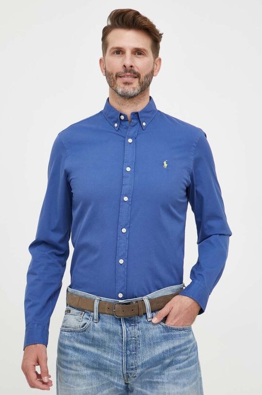 

Хлопчатобумажную рубашку Polo Ralph Lauren, синий