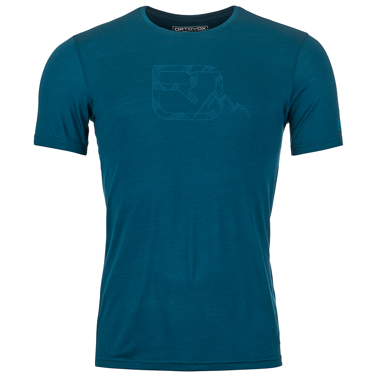 Рубашка из мериноса Ortovox 120 Cool Tec Mountain Logo T Shirt, цвет Petrol Blue